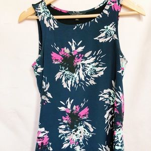 Navy Knit Back Floral Blouse